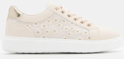 Sneakers με Διακοσμητικά Λουλούδια - Μπεζ