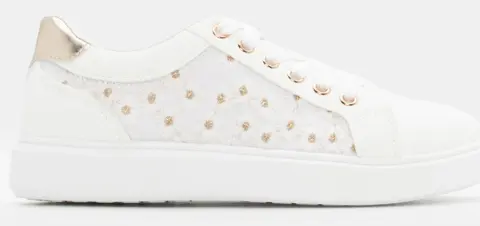 Sneakers με Διακοσμητικά Λουλούδια - Λευκό