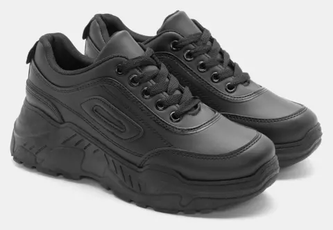 Sneakers Chunky Μονόχρωμα - Μαύρο