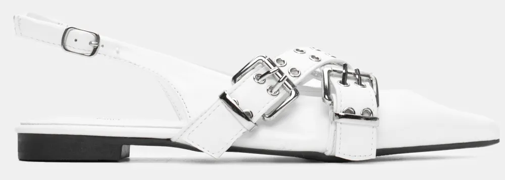 Γοβάκια Μυτερά με Διπλά Χιαστί Λουράκια - Λευκό