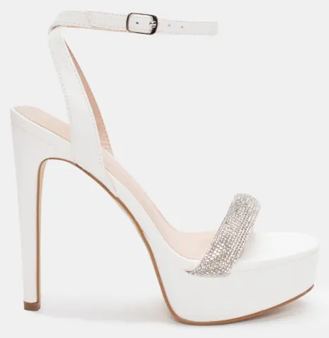 Πέδιλα με Χιαστί Μπαρέτα & Strass - Λευκό