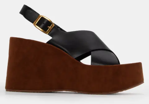 Πλατφόρμες με Χιαστί Λουράκια & Τόκα - Μαύρο