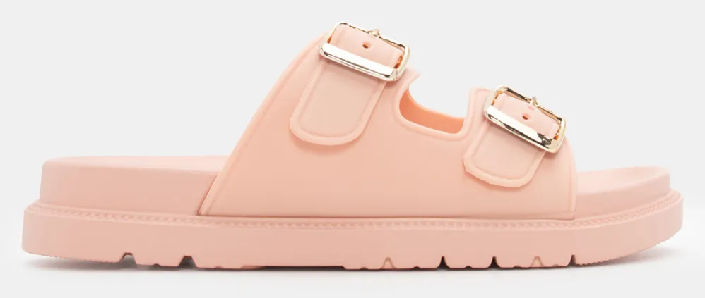 Σανδάλια Flatform με Διπλές Τόκες - Ροζ