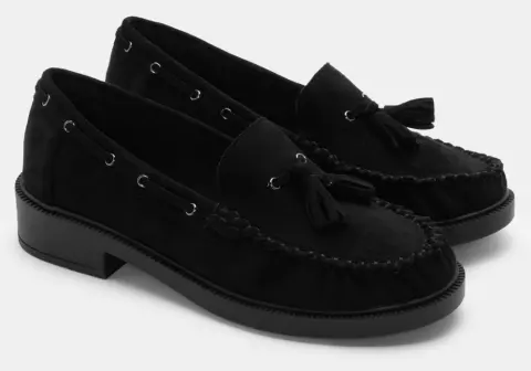 Μοκασίνια με Διακοσμητικά Φουντάκια - Μαύρο