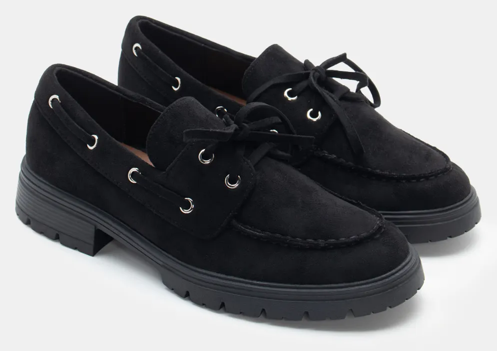 Μοκασίνια με Κορδόνια - Μαύρο