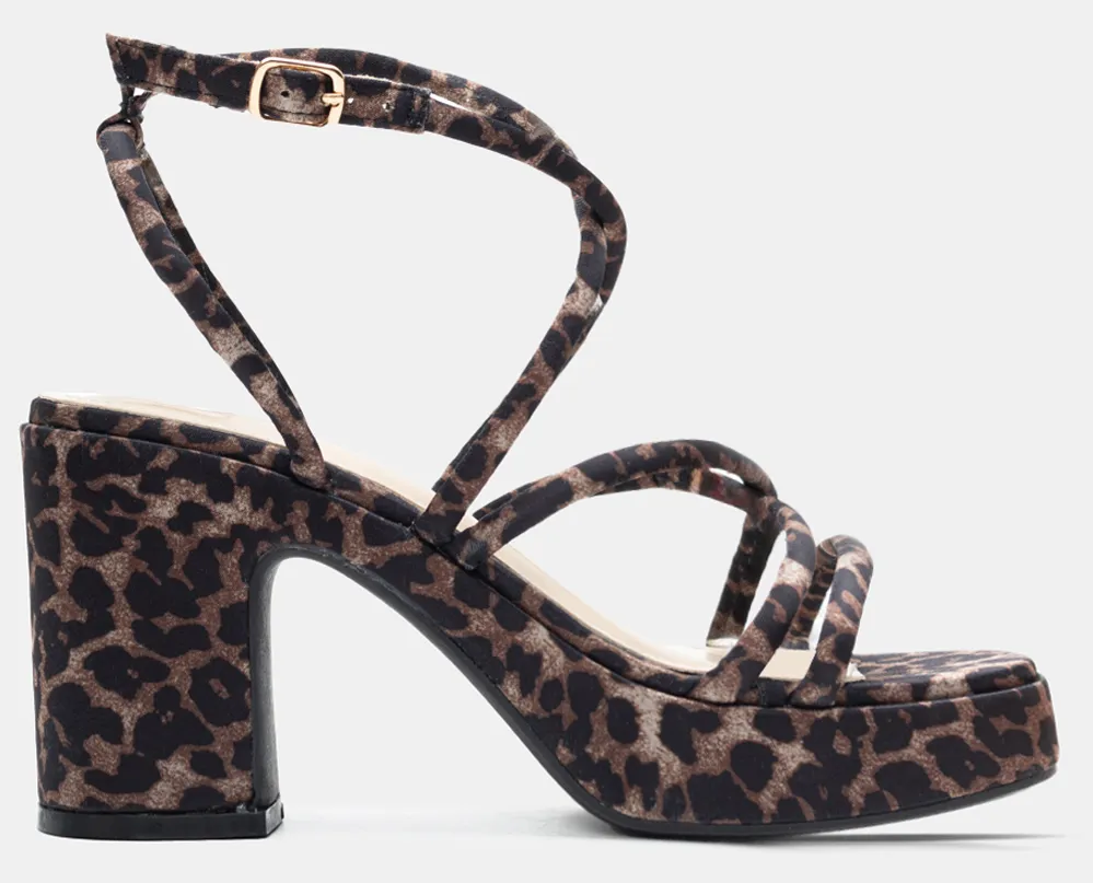 Πλατφόρμες με Πολλαπλά Λουράκια - Animal Print