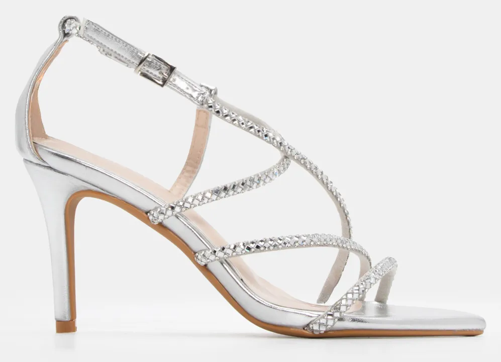 Πέδιλα με Διακοσμητικές Πέτρες - Ασημί