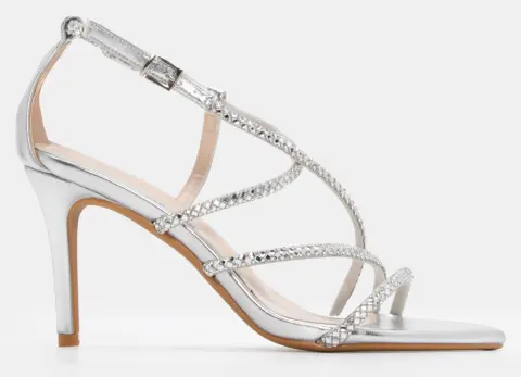 Πέδιλα με Διακοσμητικές Πέτρες - Ασημί