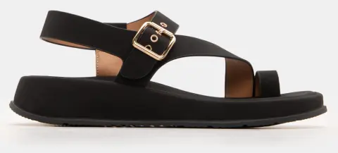 Σανδάλια Flatfrom με Χιαστί Λουράκι - Μαύρο