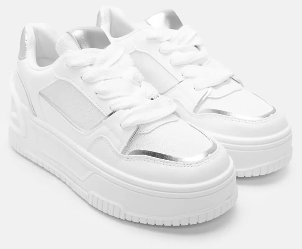 Sneakers με Συνδυασμό Χρωμάτων & Διακοσμητικά Strass - Λευκό