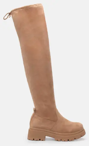 Μπότες Κάλτσα Over The Knee - Μπεζ-Σκούρο
