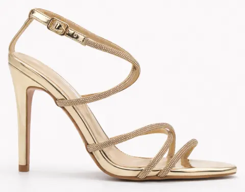 Πέδιλα Μυτερά με Strass - Χρυσό