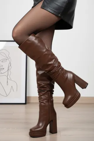 Μπότες με Διπλή Φιάπα &Σούρα - Καφέ Σκούρο