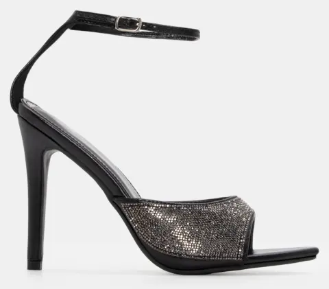 Πέδιλα με Μπαρέτα & Strass - Μαύρο