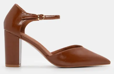 Γόβες Μυτερές με Μπαρέτα - Κάμελ