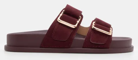 Σανδάλια Flatform με Διπλά Λουράκια - Μπορντό