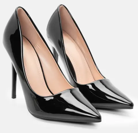 Γόβες Μυτερές Λουστρίνι - Μαύρο-Λουστρίνι