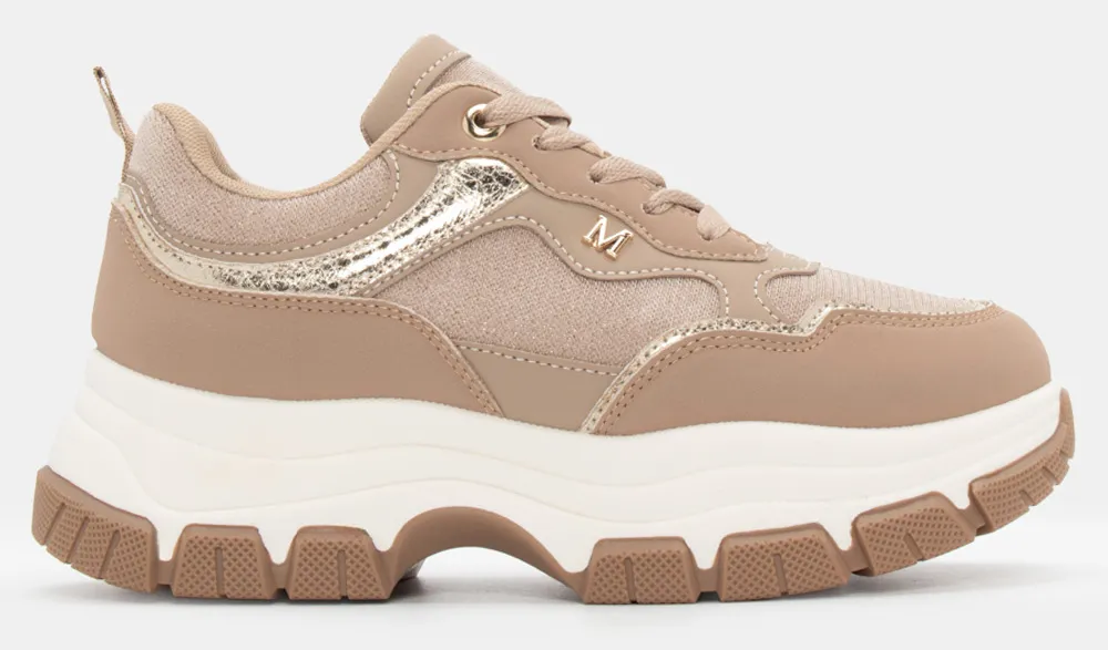 Sneakers Δίσολα σε Συνδυασμό Χρωμάτων - Μπεζ-Σκούρο