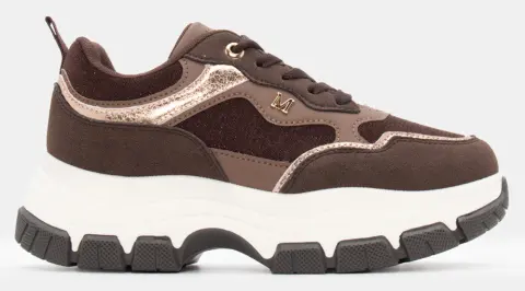 Sneakers Δίσολα σε Συνδυασμό Χρωμάτων - Καφέ Σκούρο