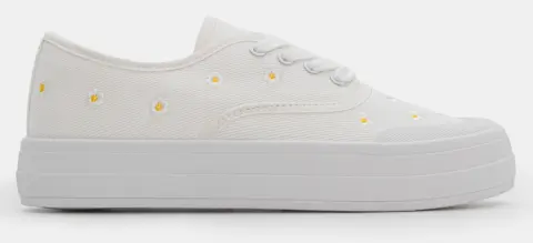 Sneakers με Διακοσμητικά Λουλούδια - Λευκό