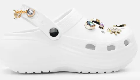 Παντόφλες Σαμπό με Διακοσμητικά απο Strass & Πέτρες - Λευκό