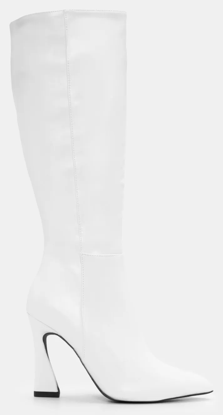 Μπότες Μυτερές με Ραφές - Λευκό