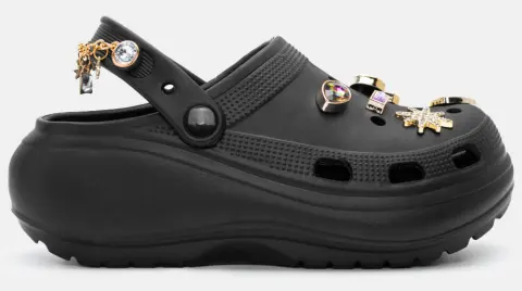 Παντόφλες Σαμπό με Διακοσμητικά απο Strass & Πέτρες - Μαύρο