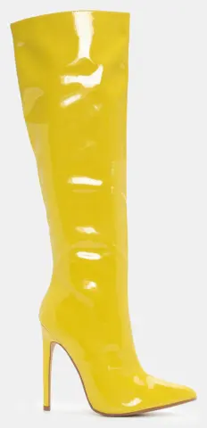 Μπότες Μυτερές Μονόχρωμες - Κίτρινο