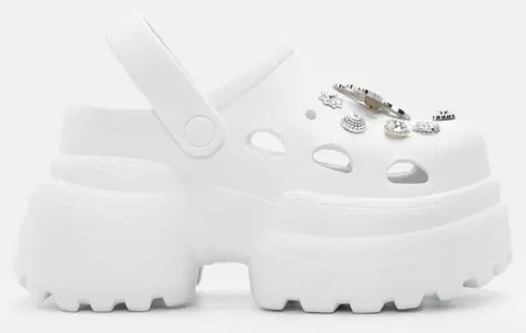 Παντόφλες Σαμπό με Διακοσμητικά απο Strass & Πέτρες - Λευκό