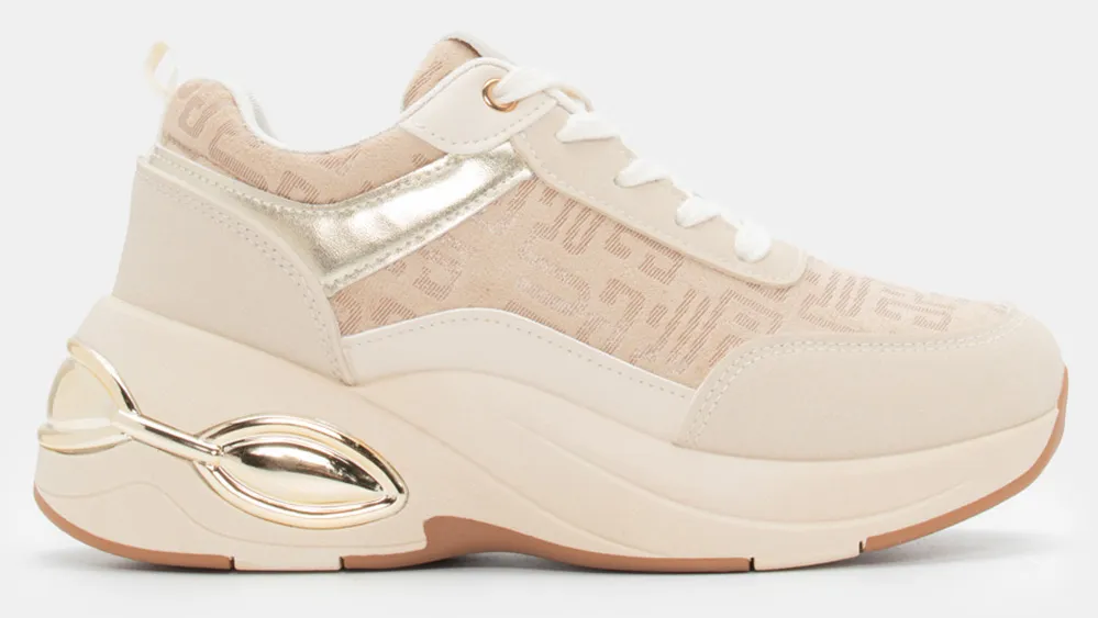 Sneakers σε Συνδυασμό Χρωμάτων & Μεταλλικές Λεπτομέρειες - Μπεζ