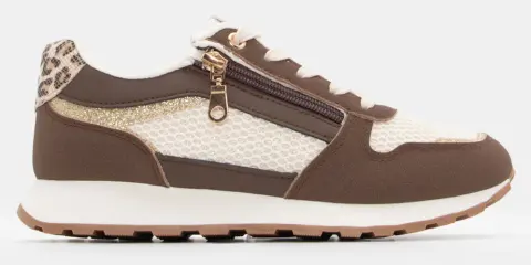 Sneakers με Διακοσμητικό Φερμουάρ & Strass - Καφέ