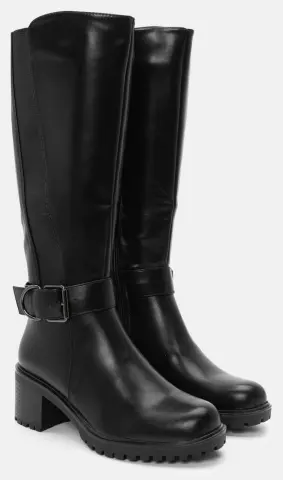 Μπότες με Λάστιχο & Διακοσμητικό Λουράκι - Μαύρο