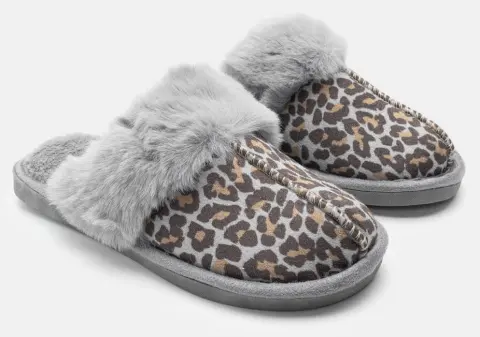 Παντόφλες Γούνινες - Γκρι