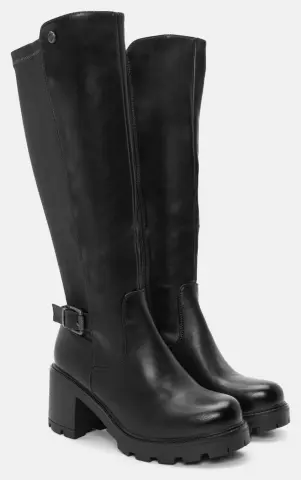 Μπότες με Λάστιχο & Διακοσμητικό Λουράκι - Μαύρο