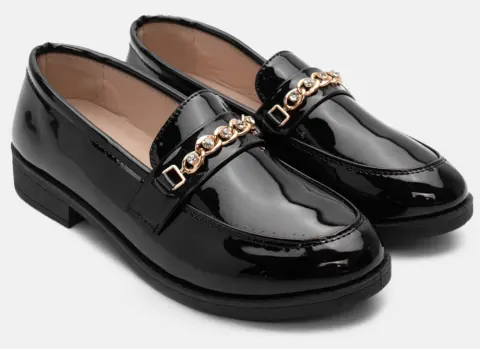 Μοκασίνια με Αγκράφα απο Διακοσμητικές Πέτρες - Μαύρο