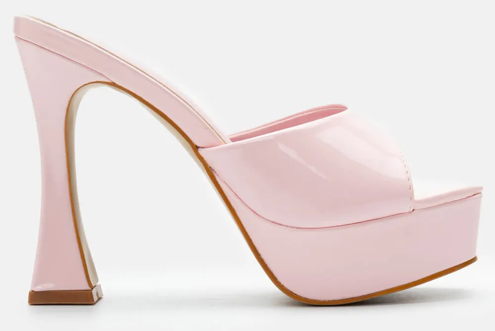 Mules Λουστρίνι με Φιάπα - Ροζ