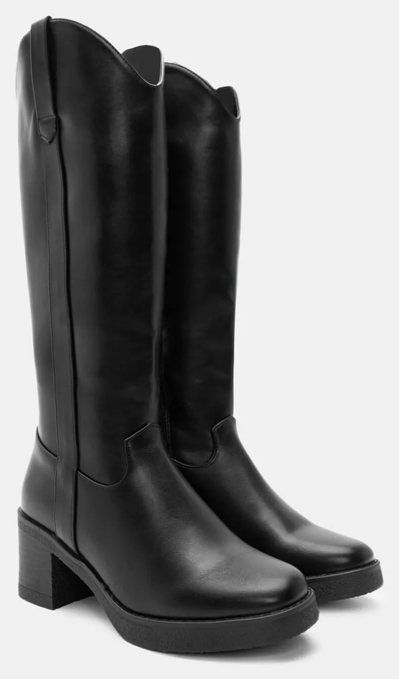 Μπότες με Ραφή στο Πλάι - Μαύρο