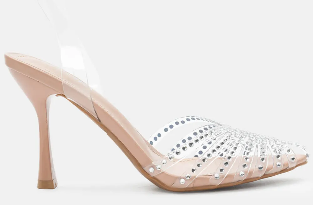 Γόβες με Διαφάνεια & Strass - Nude