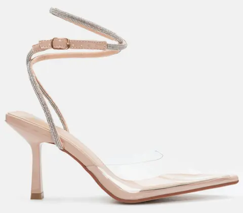 Γόβες Μυτερές με Διαφάνεια & Strass - Μπεζ