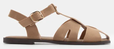 Flat Σανδάλια με Περίτεχνα Λουράκια & Τόκα - Μπεζ-Σκούρο