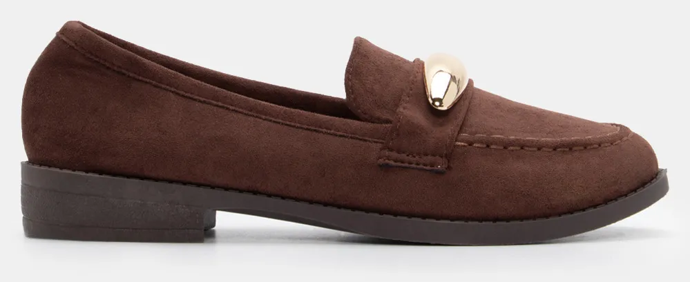 Μοκασίνια με Διακοσμητικό - Καφέ Σκούρο