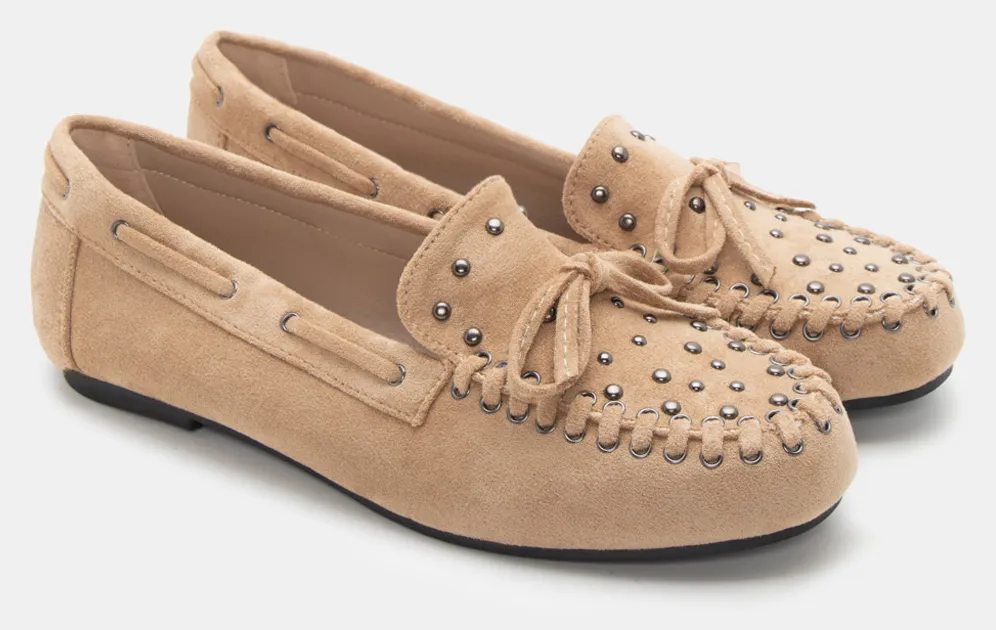 Μοκασίνια με Διακοσμητικά Τρούκς - Μπεζ-Σκούρο