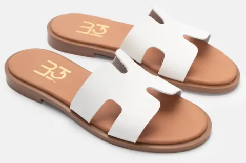 LUIGI DESIGN - Flat Σανδάλια με Ανοίγματα στο Πλάι - Λευκό