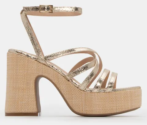 Πλατφόρμες με Πολλαπλά Λουράκια & Μπαρέτα - Χρυσό