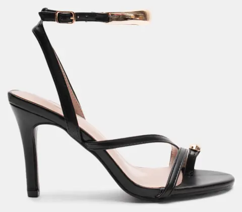 Πέδιλα με Μεταλλική Λεπτομέρεια & Μπαρέτα - Μαύρο