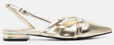 Γοβάκια Μυτερά με Διακοσμητικά Λουράκια - Χρυσό