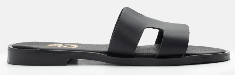 LUIGI DESIGN - Flat Σανδάλια με Ανοίγματα στο Πλάι - Μαύρο