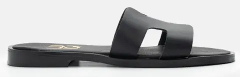 LUIGI DESIGN - Flat Σανδάλια με Ανοίγματα στο Πλάι - Μαύρο