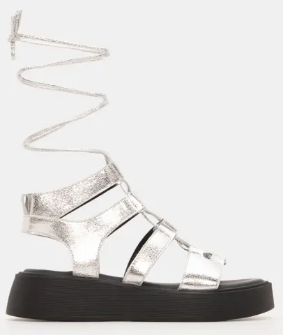 Σανδάλια Flatform Gladiator - Ασημί