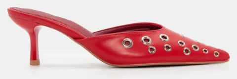 Mules Μυτερά με Διακοσμητικά Τρούκς - Κόκκινο